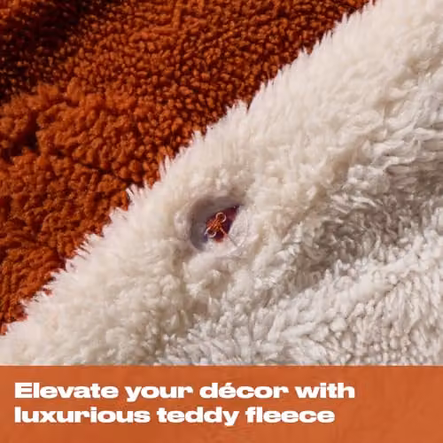 OHS Pumpkin Tufted Teddy Fleece Double Duvet Set with Pillowcases, Orange, Duvet Cover W/D/H: 200 x 200 cm, Pillowcase W/D/H: 50 x 75 cm – 3