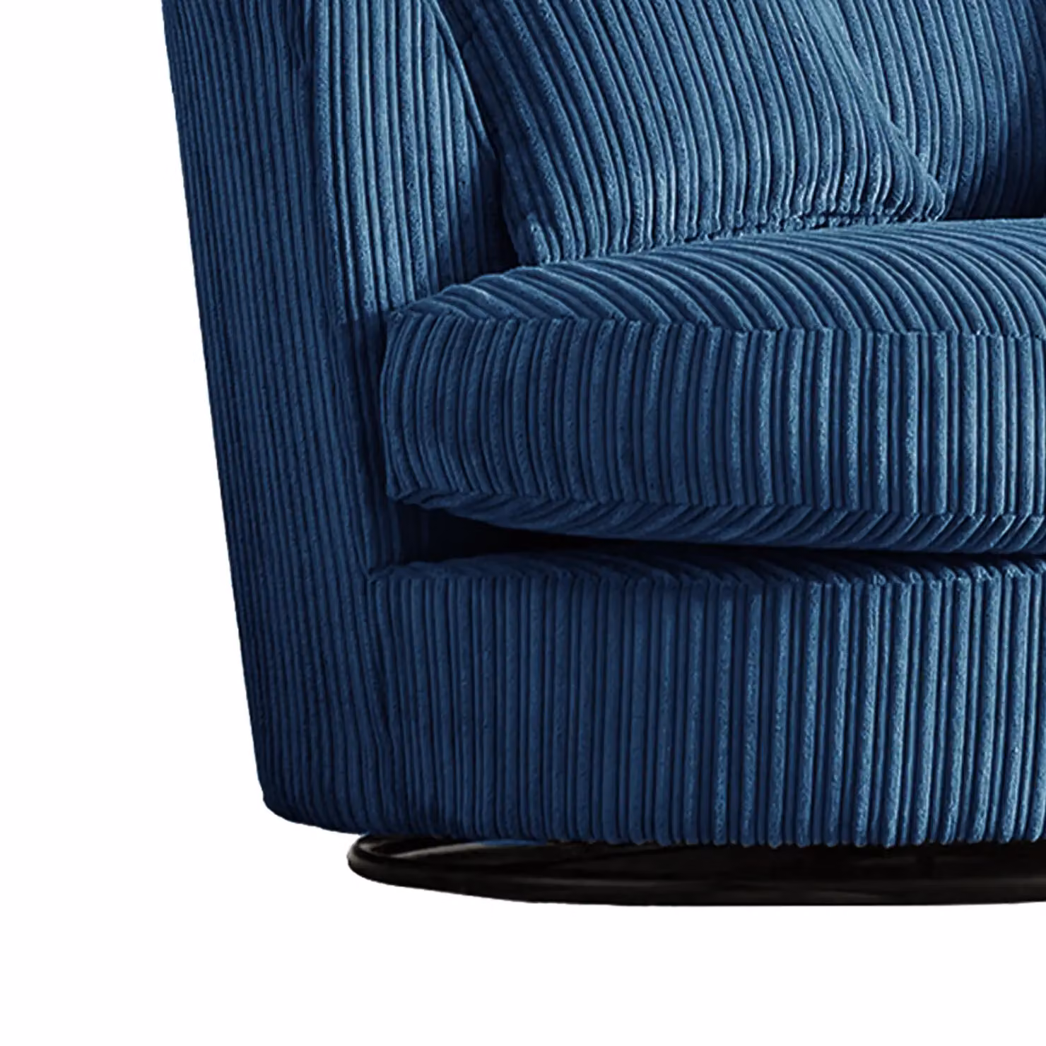 Furnishings For Less UK Luxor Blue Jumbo Cord Fabric 360 Degree Swivel Single Seater Chair, W/D/H: 80 x 80 x 110 cm – 2