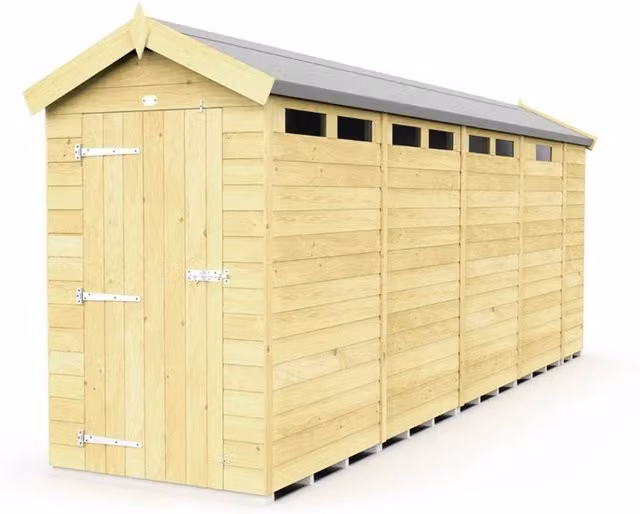 Buttercup Farm Apex Security Wood Shed in Brown with Single Door, W118 x H217 cm – 1