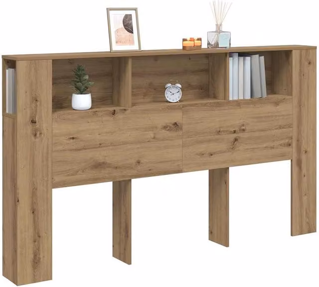 Berkfield Home Artisan Oak Headboard Cabinet in Brown, W: 180 cm, D: 18.5 cm, H: 102.5 cm
