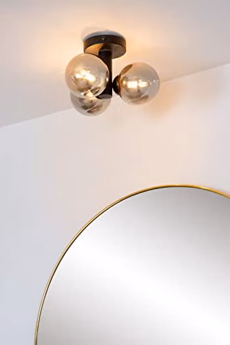 Lucide Trudy Dimmable Modern Bathroom Flush Ceiling Light in Black, Diameter: 28 cm – 3