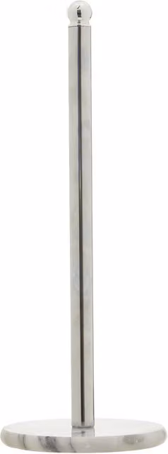 Orsina Freestanding Chrome Kitchen Roll Holder with Marble Base in White and Silver, W/D/H: 14.0 x 14.0 x 36.0 cm