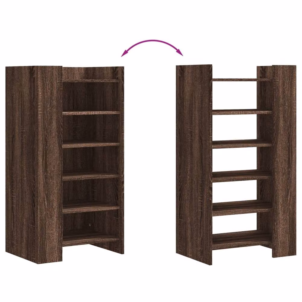 Berkfield Home Brown Oak Shoe Cabinet with Hinged Doors and Internal Shelves, W/D/H: 52 x 37.5 x 100 cm – 4