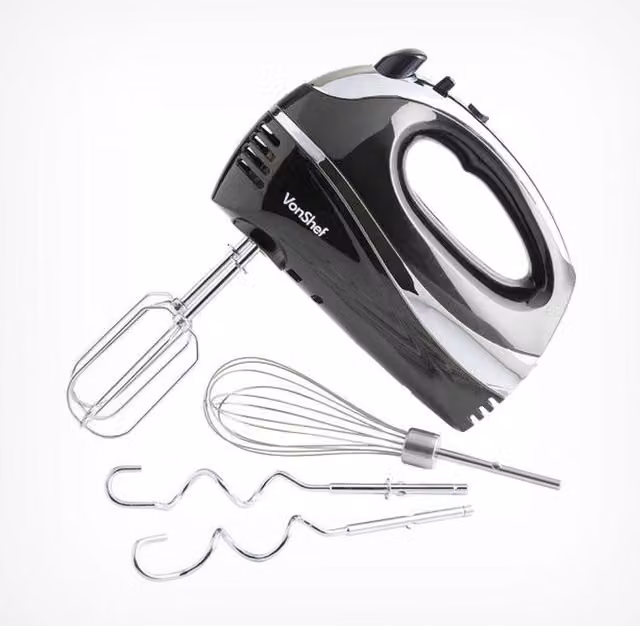 VONSHEF Black Mains Hand Mixer with Plastic Components
