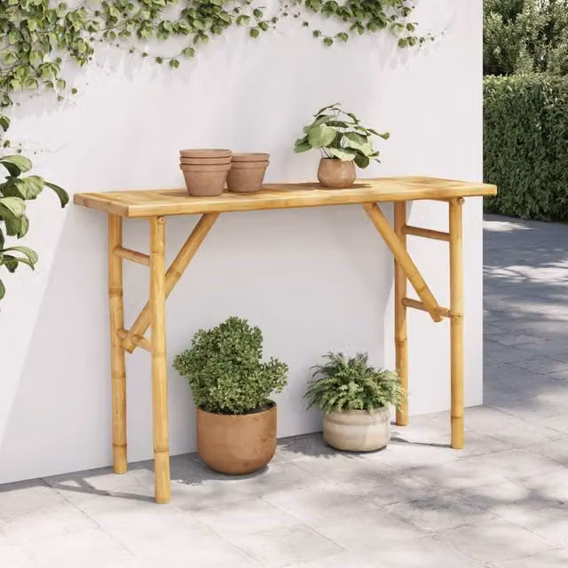 Berkfield Home Bamboo Console Table in Brown, W/D/H: 115 x 39 x 75 cm – 1