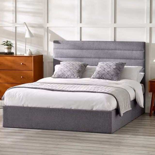 Julian Bowen Merida Upholstered Lift-Up Storage Bed in Grey, 180 x 200 cm