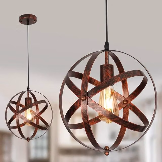 Goeco Vintage Bronze Metal Pendant Light with E27 Base, Diameter: 30 cm – 1