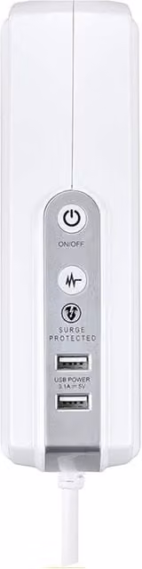 Masterplug 6 Socket Surge Protected Extension Lead - White
