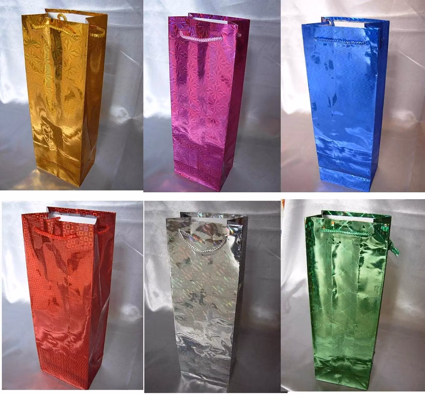 Shatchi Assorted Multicolour Holographic Wine Bottle Bags for Christmas Gifts, 100 Pieces – 2