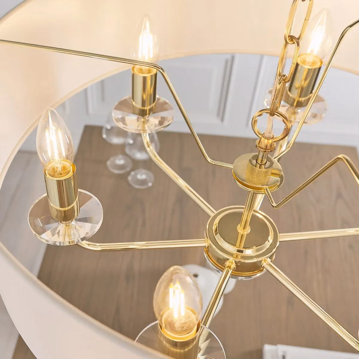 Netlighting Nixon 6 Light Multi Arm Ceiling Pendant in Yellow with Brass Finish and E14 Base – 2