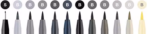 Faber-Castell PITT Artist Brush Pen Set of 12 Grey Tones – 3