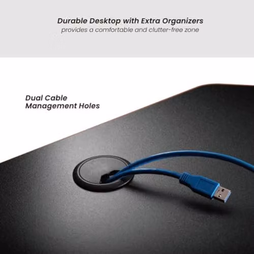 Properav Black Gaming and Home Office Computer Study Desk with Headphone Hook and Cup Holder, W/D/H: 120 x 60 x 75 cm – 3