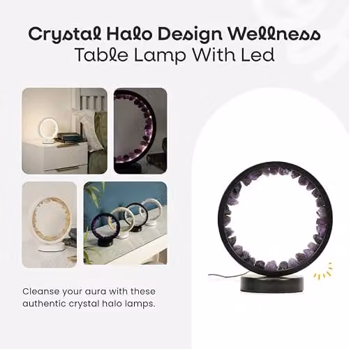 ValueLights Amethyst Crystal Halo Design Table Lamp in Purple and Black – 2