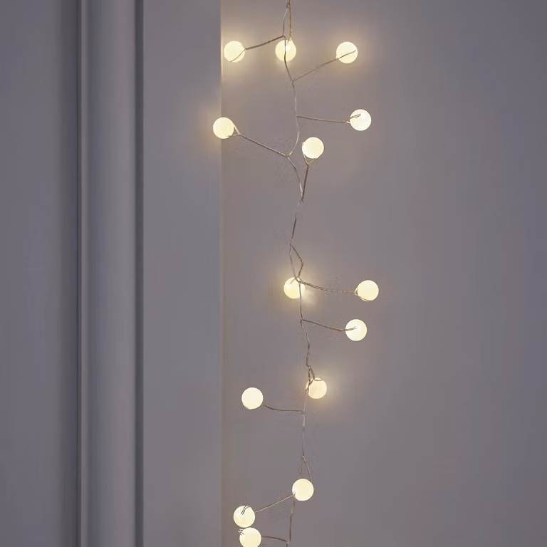TruGlow Battery Operated White Pearl Cluster Lights, 1.5 m