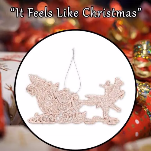 VFM e-Store Rose Gold Flower Christmas Tree Decoration Ornament, H 15.5 x W 14.5 x D 0.3 cm – 7