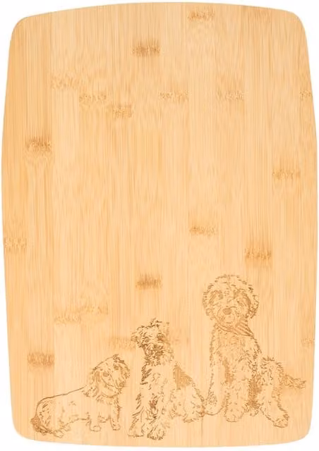 Waggy Tails XL Rectangular Bamboo Wood Chopping Board, Brown
