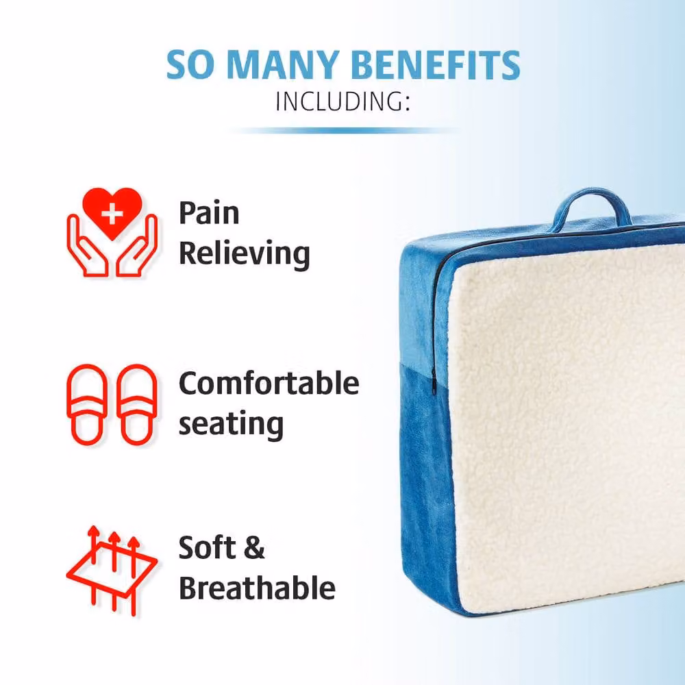 Coopers of Stortford Sherpa Fleece Topped Booster Cushion with Removable Machine Washable Cover in Blue Multicolour – 3