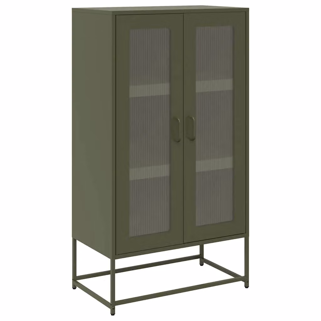 Berkfield Home Modern Highboard in Olive Green with Glass Doors, W/D/H: 68 x 39 x 123 cm – 2