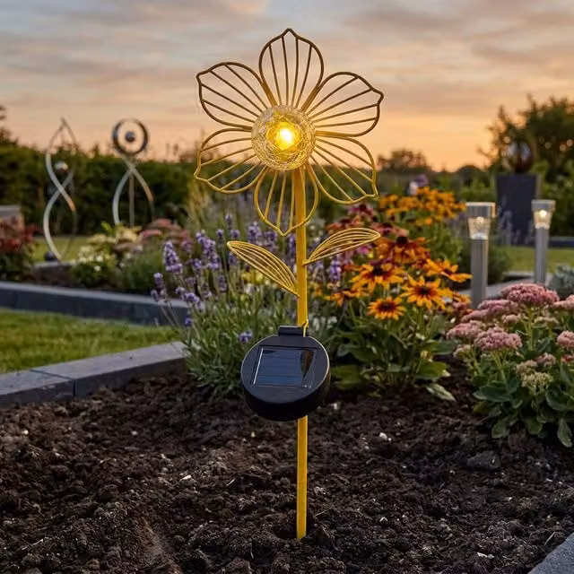 Garden Greatness Lunaria Canary Solar Flower Stake Light in Yellow