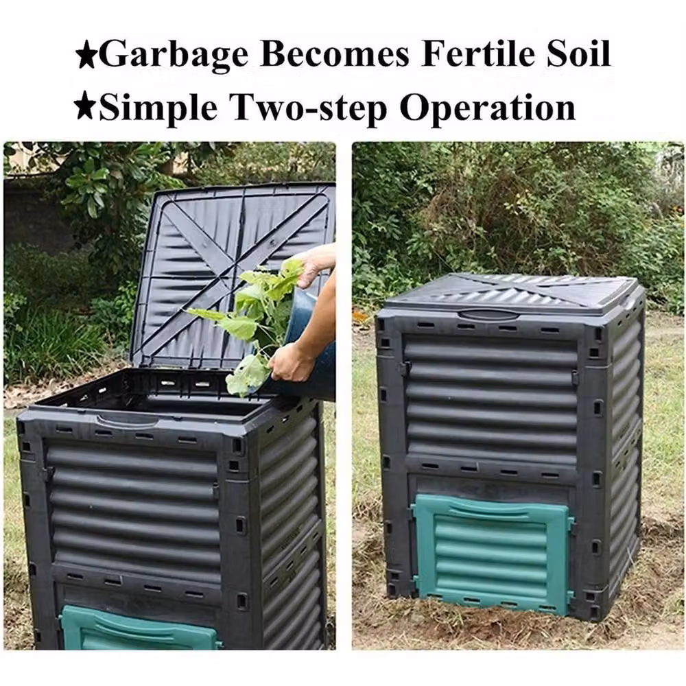 Nordara 300L Rotatable Composter Bin Garden Tidy Storage Bin in Black, W/D/H: 100 x 120 x 15 cm – 6