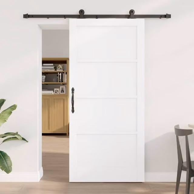 Berkfield Home Modern White Lacquered Solid Wood Pine Sliding Door with Hardware Set W: 93 cm, H: 202 cm