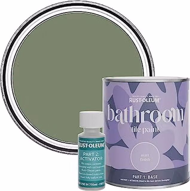 Rust-Oleum Matt Finish Bathroom Tile Paint in All Green, 0.75 l