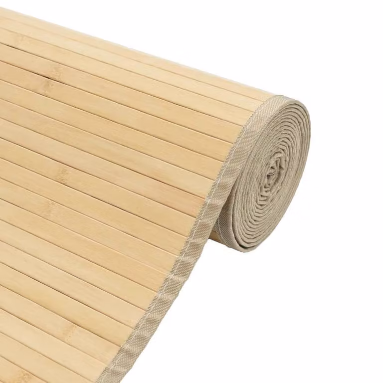 Berkfield Home Rectangular Bamboo Rug in Beige, W: 60 cm, L: 300 cm