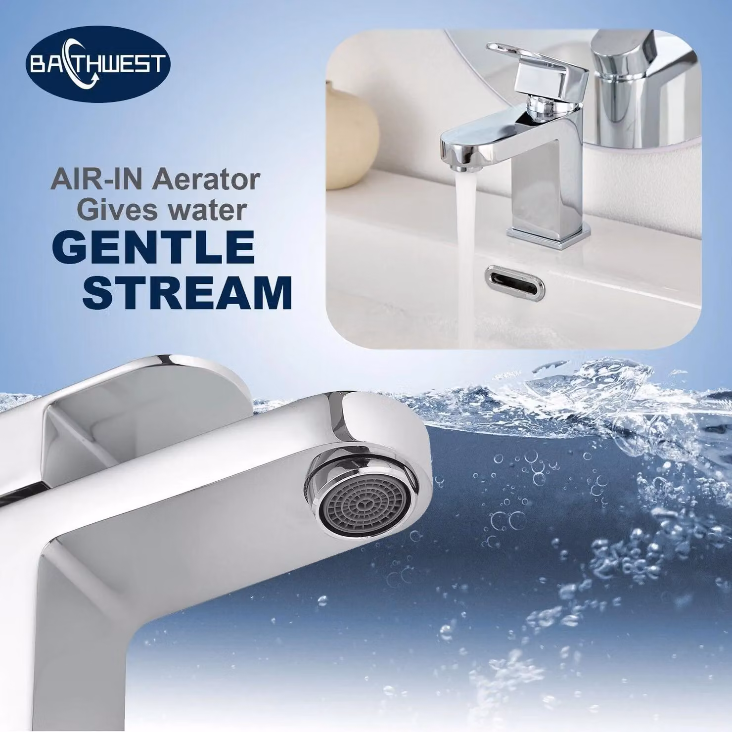 BATHWEST Single Lever Basin Tap Mixer in Chrome Silver – 3