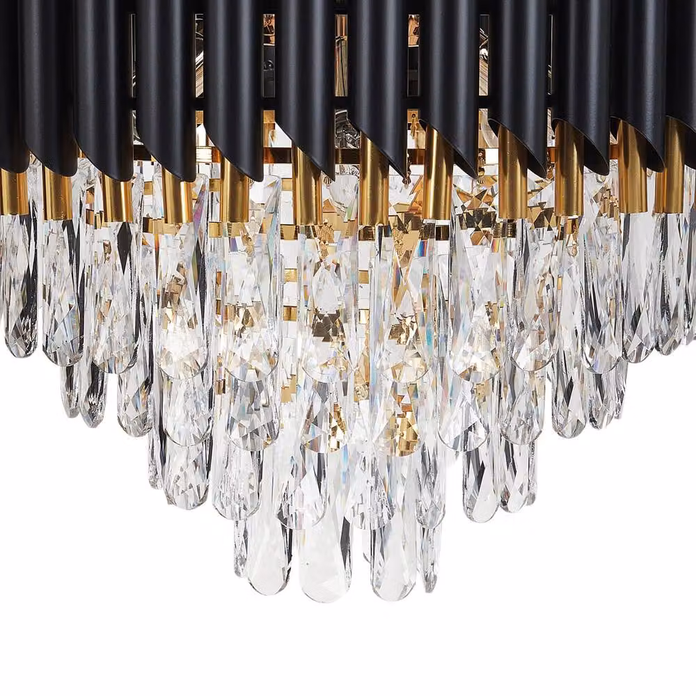 Wyld and Coco Glamour Crystal Pendant Light in Gold and Black Metal – 6