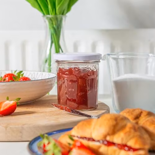 Argon Tableware Glass Jam Jars with Airtight White Screw Top Lids, 250ml, Pack of 24 – 2