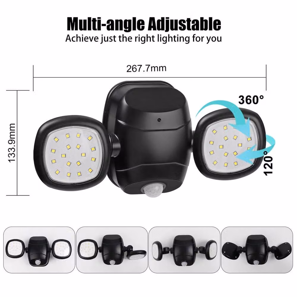 VOGREX 600LM Black Outdoor Security Wall Floodlight with PIR Motion Sensor – 2