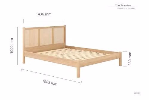 Birlea Croxley Rattan Double Bed Frame in Oak – 2