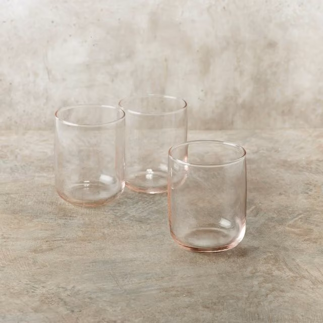 Queensway Home & Dining Pink Glass Tumbler Set, 280ml, Pack of 6