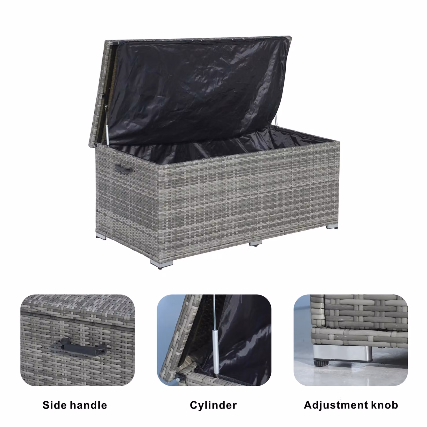 Direct Wicker Large Rattan Outdoor Deck Storage Box in Brown and Grey, W/D/H: 155 x 72 x 64.5 cm – 2