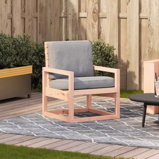 Berkfield Home Beautiful Garden Chair in Light Tan Solid Wood W/D/H: 57.5 x 63 x 76 cm