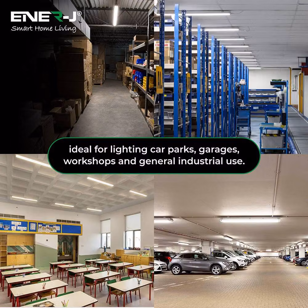 ENER-J Pack of 6 White Waterproof LED Bar Lights, 40W, 120 lm/W, IP65 Rated for Garden and Industrial Use – 2