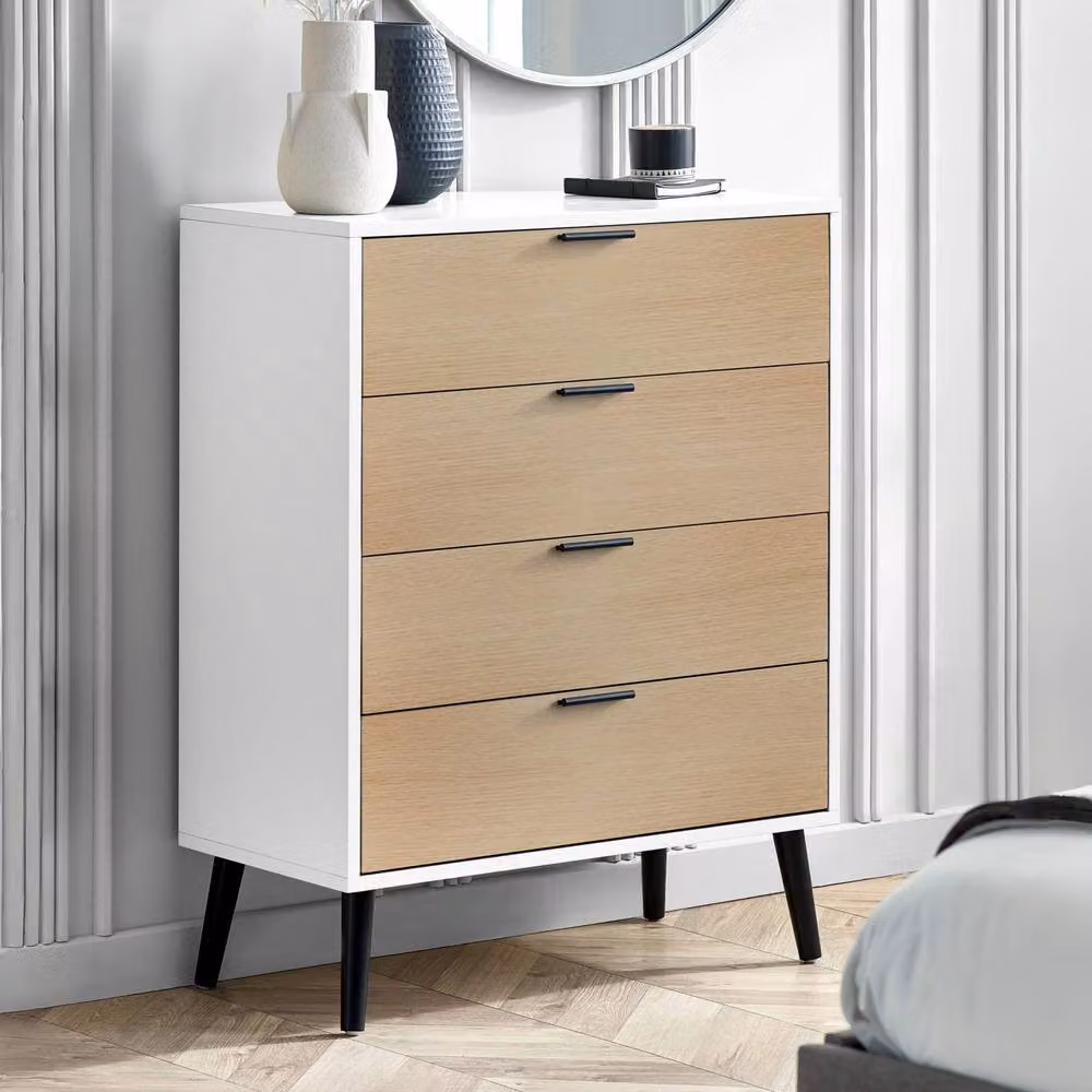 Cheshire Arden 4 Drawer Wide Chest in White and Oak – 2