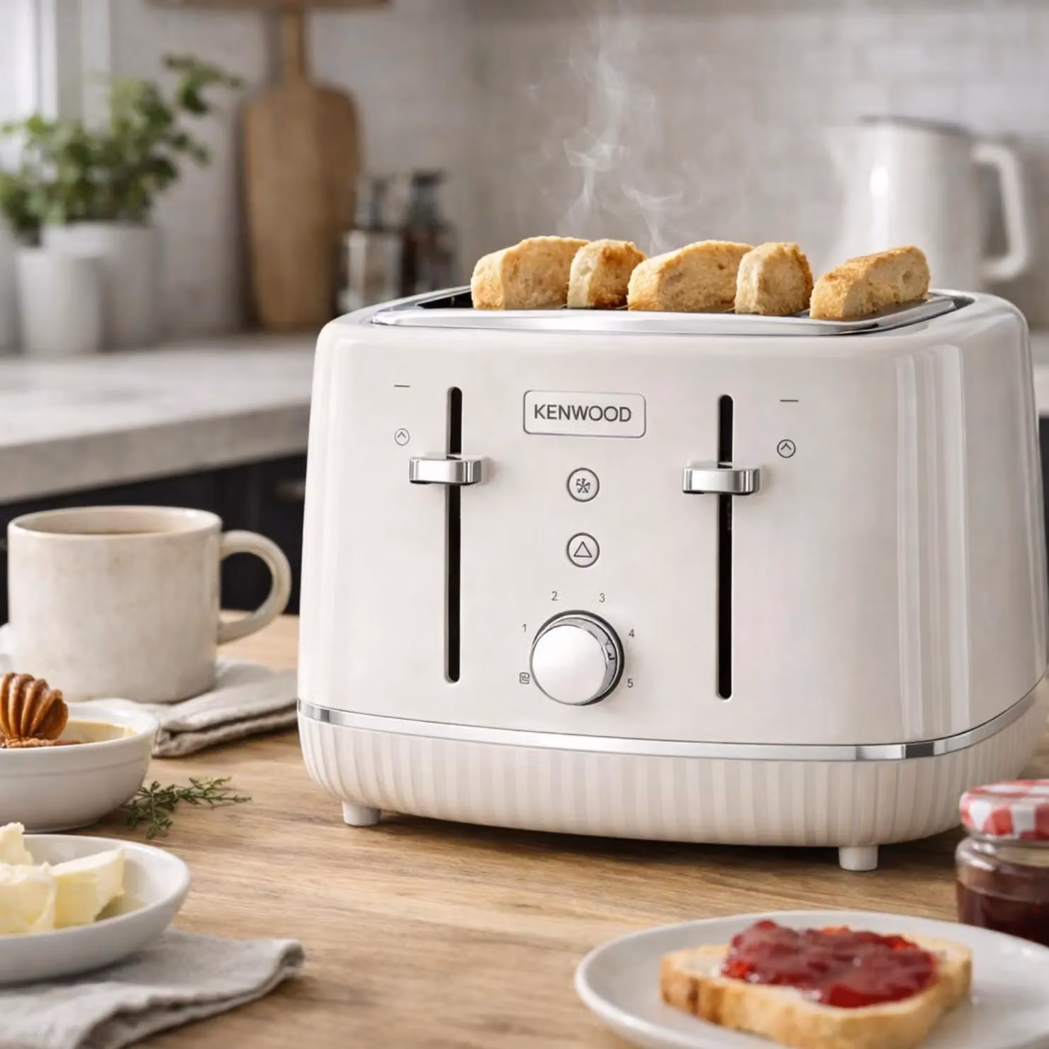 Kenwood Elegancy TFP10.A0CR 4-Slice Toaster in Beige and White – 2