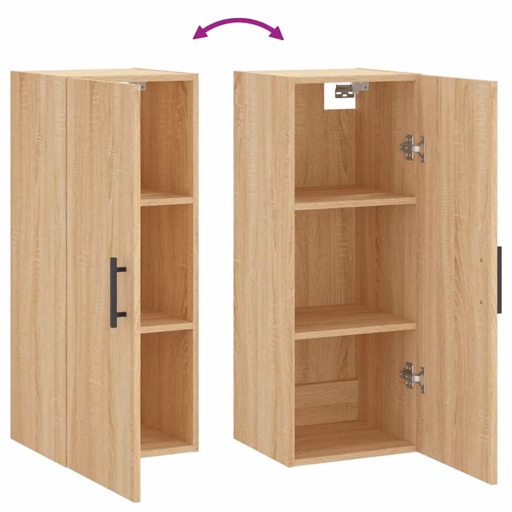 Berkfield Home Wall Mounted Sonoma Oak Cabinet in Light Oak, W/D/H: 34.5 x 34 x 90 cm – 3