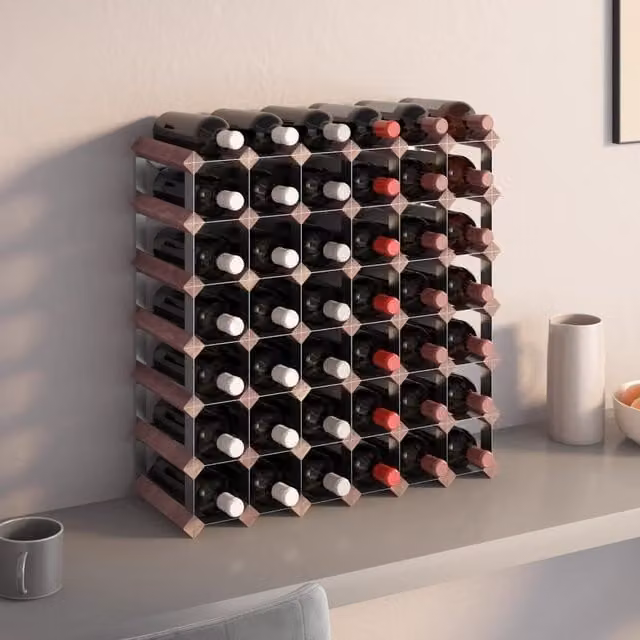 Berkfield Home Rustic Brown Solid Wood Pine and Metal Wall Mounted Wine Rack for 42 Bottles – 1