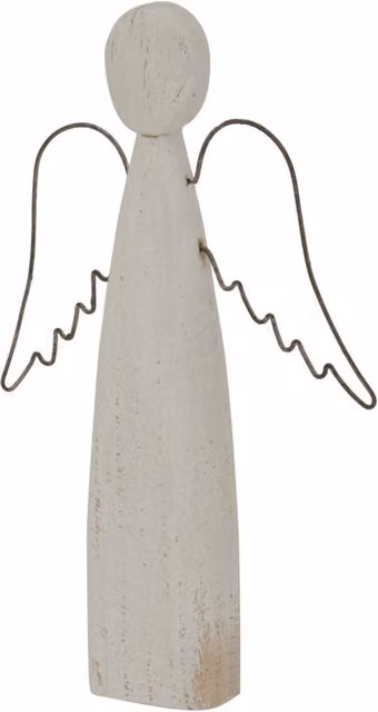 KDMK Rustic White Wooden Standing Angel Tabletop Figurine