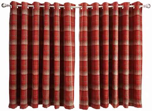 Sundour Carnoustie Checked Eyelet Blackout Curtains in Red, W: 228.6 cm, H: 137.16 cm – 2