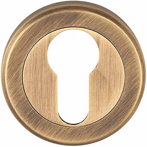 Loops 50mm Euro Profile Round Escutcheon with Bevelled Edge and Concealed Fix in Antique Brass – 1