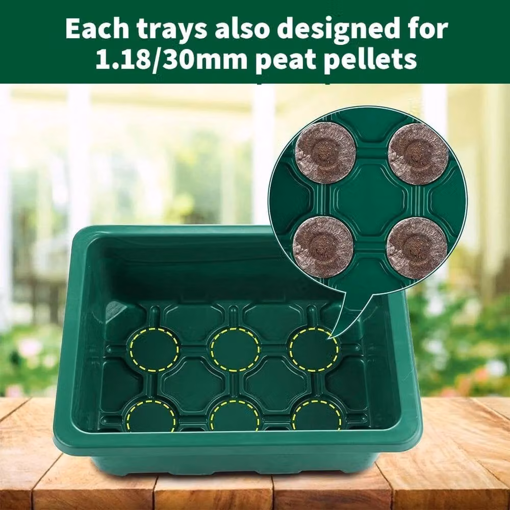 NESTLUNE 3 Holes Seed Starter Trays with Lid Plant Germination Box in Green – 6