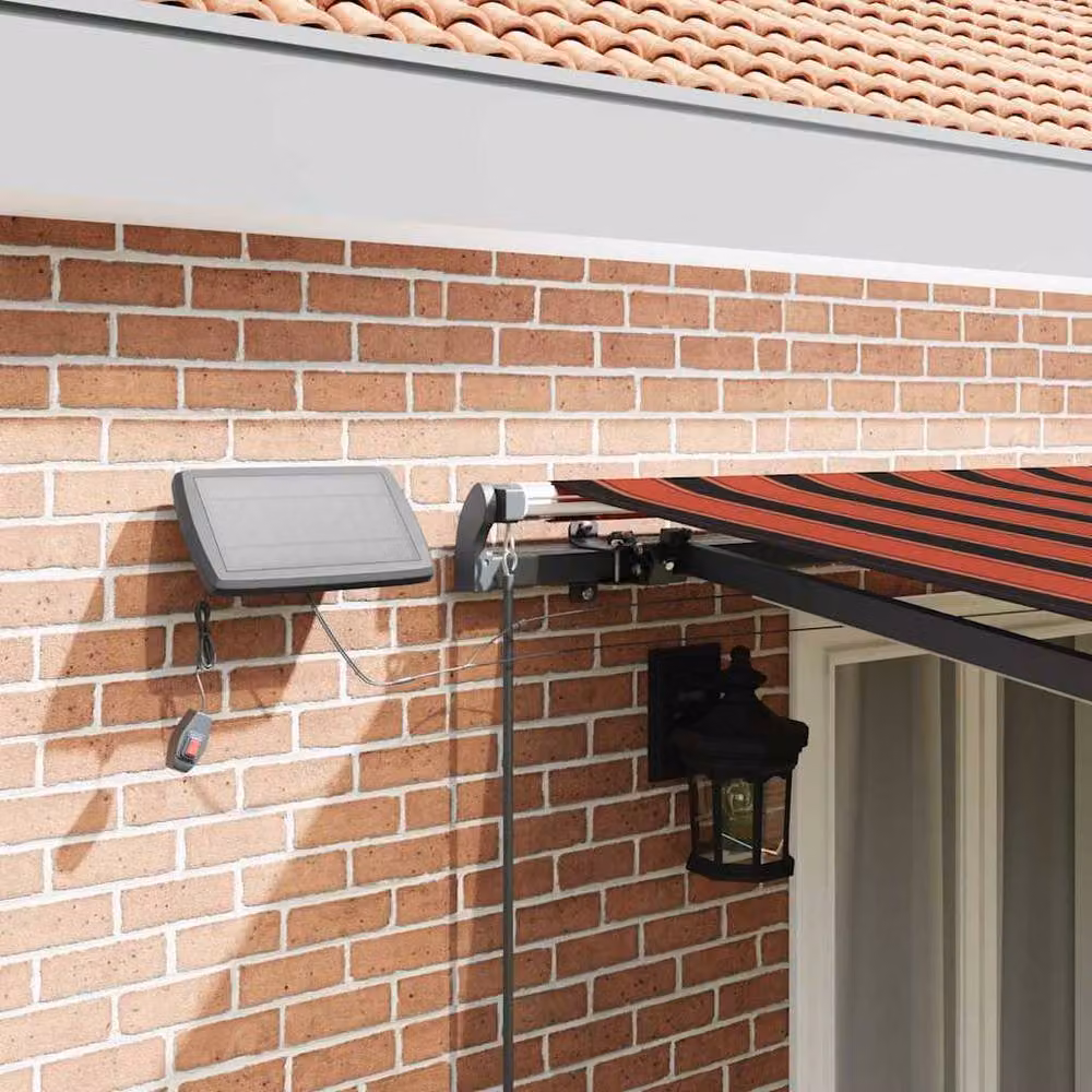 Berkfield Home Manual Retractable Wall-Mounted Awning with LED, Orange and Brown Striped, W: 500 cm, D: 300 cm – 4