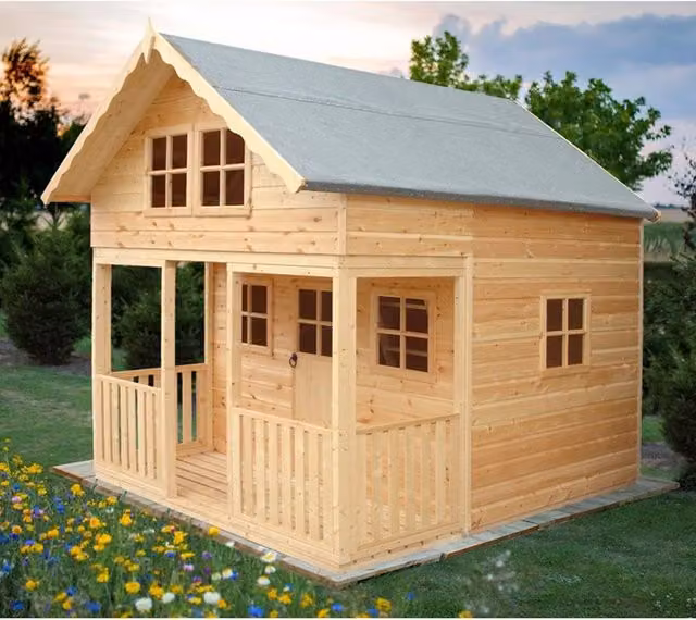 Shires Lodge Playhouse Wooden Country House for Children in Brown and Beige – 2