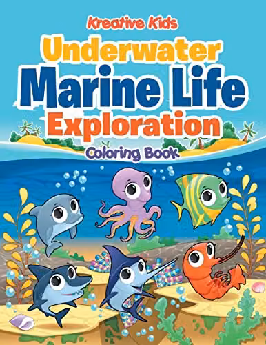 Kreative Kids Underwater Marine Life Exploration Colouring Book for Children, Multicolour