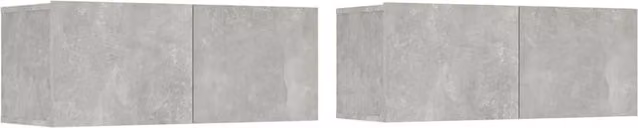 Berkfield Home Set of 2 Modern TV Cabinets in Concrete Grey, Engineered Wood, W/D/H: 80 x 30 x 30 cm