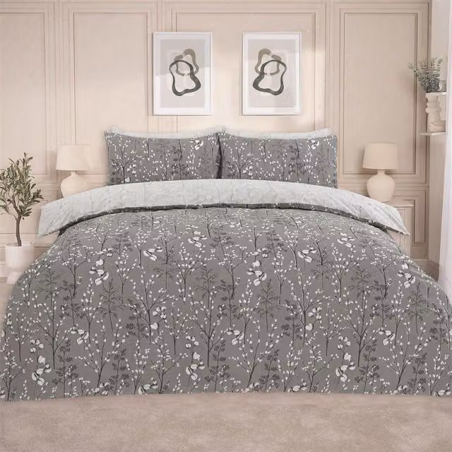 OHS Grey Floral Willow Branch Duvet Cover, 180 x 200 cm