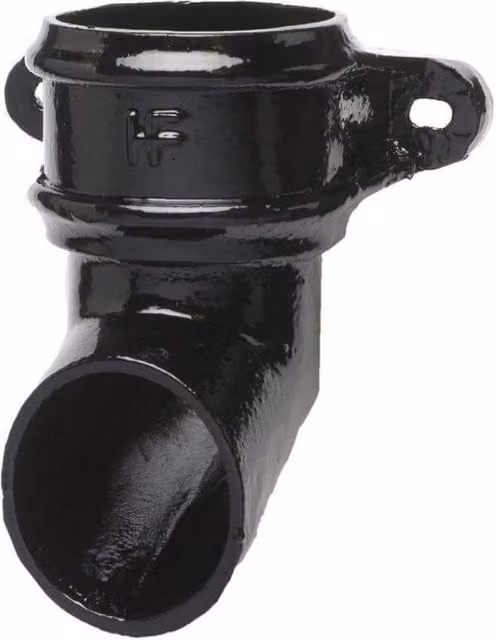 Hargreaves Premier Cast Iron Round Downpipe Eared Shoe, 75mm, Black